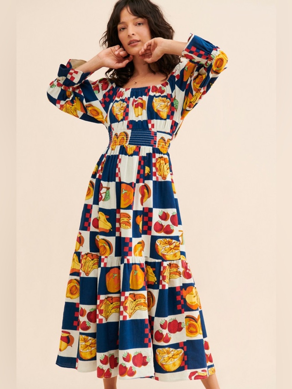 Damson Madder fruit print Winifred midi dress